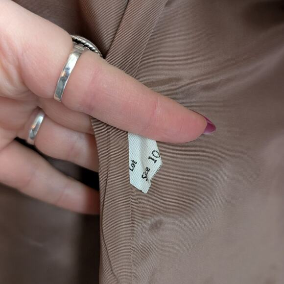 Vintage Tan Brown Suede Penny Lane Jacket Fur Furry Leather Trench Coat Small - Picture 12 of 13